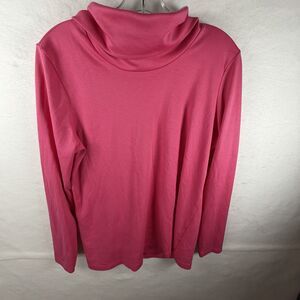 LL Bean Pink Loose Turtleneck Long Sleeve 100% Supima Cotton Classic 90’s Sz L